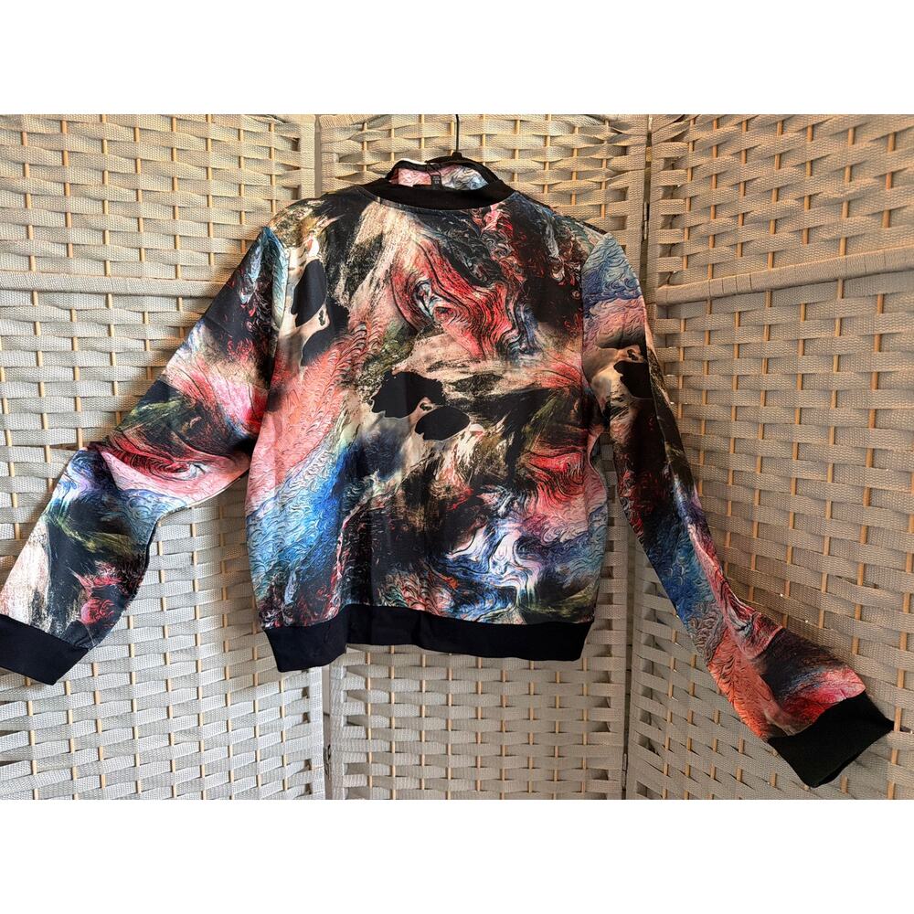 Vertigo Collection Bomber Jacket Abstract Print XS Zip Front Long Sleeve NWT - Picture 9 of 14